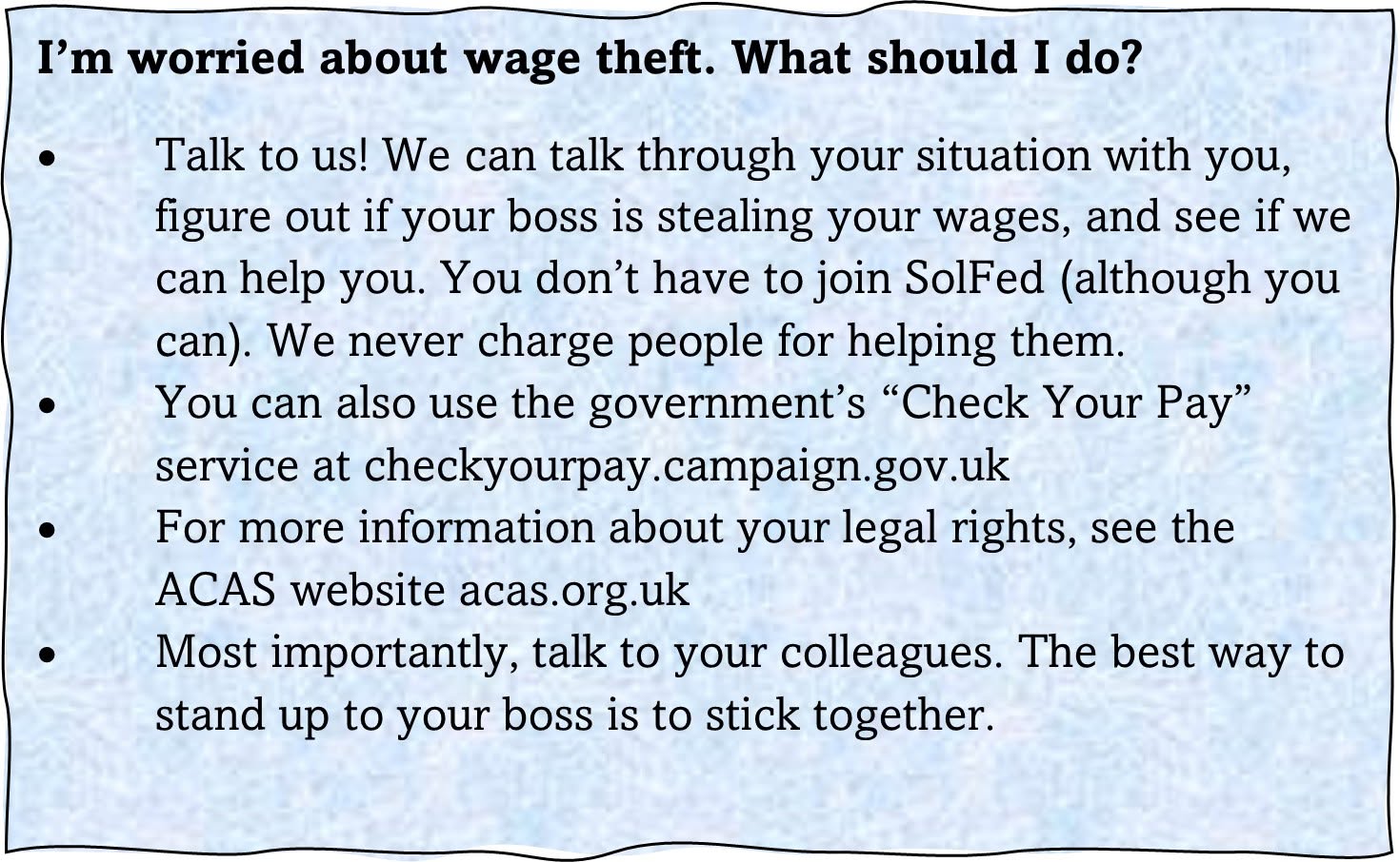 I’m worried about wage theft. What should I do?